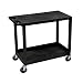 LUXOR EC21-B Cart with 1 Tub Shelf with 1 Flat Shelf, 18" x 32", Black