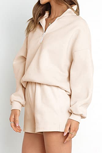 Image of AUTOMET Women's Oversized 2 Piece Lounge Matching Sets Half Zip Sweatshirts Sweatsuit
