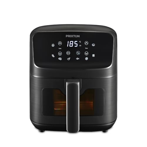 PRIXTON Freidora de Aire Cook Organics 4,2 L sin Aceite, 8 Programas, Pantalla LED Táctil, Ventana con Luz, 1500 W, Temperatura 80–200 °C, Temporizador 60 min