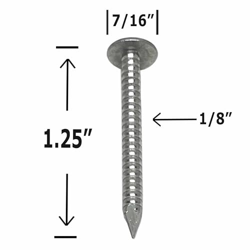 1.25”-RING SHANK ALUMINUM - ROOFING SIDING NAILS - Vinyl & Aluminum Siding & Facia Trim Nail – Aluminum metal secure holding Ring Shank nail – QTY (250)