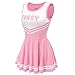 Littleforbig Women Sleeveless Overall Cheer Sissy Bodycon Mini Dress Skirt S Pink