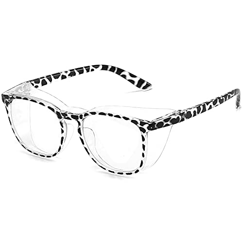 Dollger Gafas de seguridad, gafas de protección UV con protectores laterales, gafas de seguridad antivaho y antipolen con bloqueo de luz azul Cover