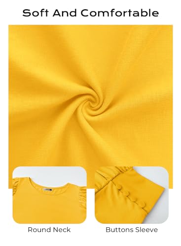 DOROSE Women's Casual Tops Puff Sleeve Loose Blouses T Shirts4