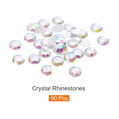 Image of MECCANIXITY Flat Back Round Acrylic Rhinestones,12mm Starry Sky Flatback Crystal Rhinestones for Crafts Clothes Shoes DIY Decoration Gifts 50Pcs