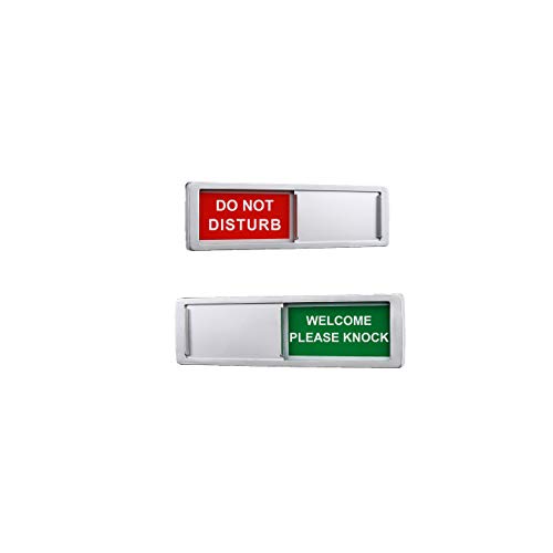 Image of Magnetic Do Not Disturb Sign,Please Knock for Home Office Restroom Conference Hospital, Non-Scratch Magnetic Slider Door Indicator Signs, 7'' x 2'' - Silver