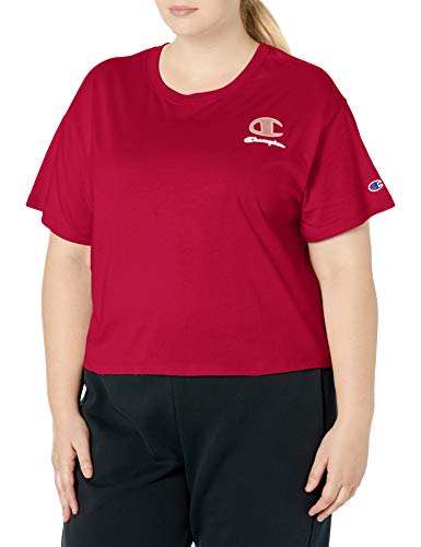 Champion Women's Plus Size Cropped, Cranberry Red, 3X