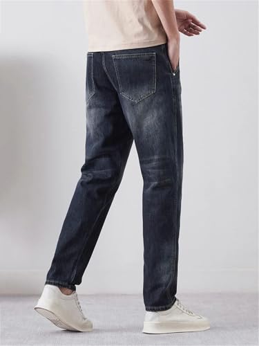 Men Tapered Slim Pants with Pockets Streetwear Vintage Jeans Casual Denim Trousers2