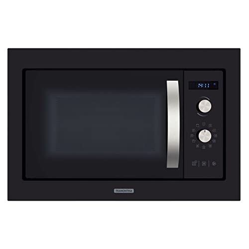 Micro-ondas de Embutir Tramontina Glass Cook 60 25 L em Vidro Temperado com Acabamento Preto 8 Funções