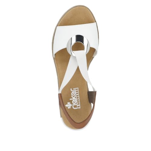 Image of Rieker 624H6 Fanni Women's Wedge Sandals - Lightweight, Comfortable and Supportive - Slip On Sandals with Cushioned Insole and High Wedge for Everyday Stylish Wear