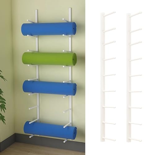 Support de tapis de yoga mural blanc 9 niveaux rangement tapis exercice