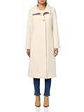 Kenneth Cole Women's Classic Wool Walker W Three Button Stand Collar and Back Belt Detail, Beige