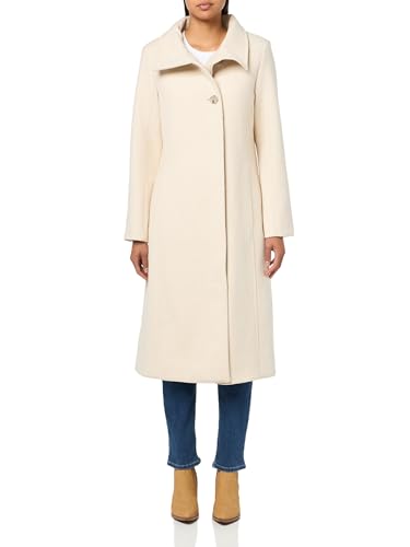 Kenneth Cole Womens Classic Wool Walker W Three Button Stand Collar and Back Belt Detail