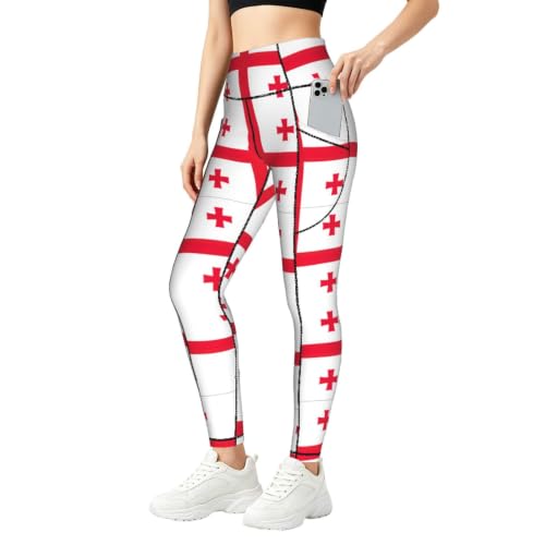 Leggings con estampado de bandera de Georgia para mujer que evitan transparencias al entrenar