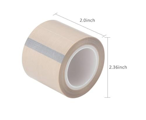 Image of 1Roll 10m Black /White PTFE Teflon Tape Nonstick Tape 500℉ High-Temp Fiberglass Adhesive Tape (White, 2-inch x 33FT)