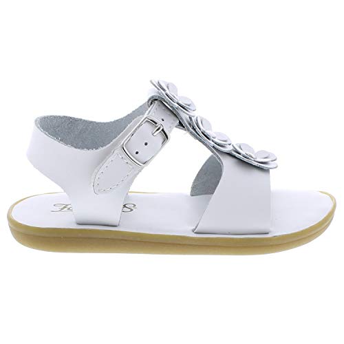 FOOTMATES Jasmine and Eco-Jasmine Waterproof Sandals for Girls and Boys with Slip-Resistant, Non-Marking Outsole and Strap Closure, White Micro - 7 Infant (0-12 months)