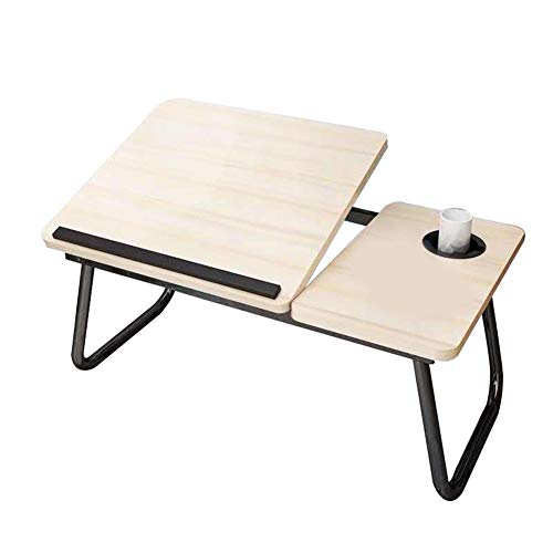 Plateau rond chifans Home pour ordinateur portable - Surface inclinable réglable - Pieds Pull Down - Plateau TV pliable - Plateau rond Bois