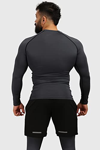 Image of FUAARK Men's Full Sleeve Compression T-Shirt - Athletic Base Layer for Fitness, Cycling, Training, Workout, Tactical Sports Wear