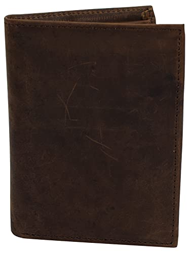 RFID Blocking Vintage Leather Badge Holder Bifold Trifold Wallet (Brown)4