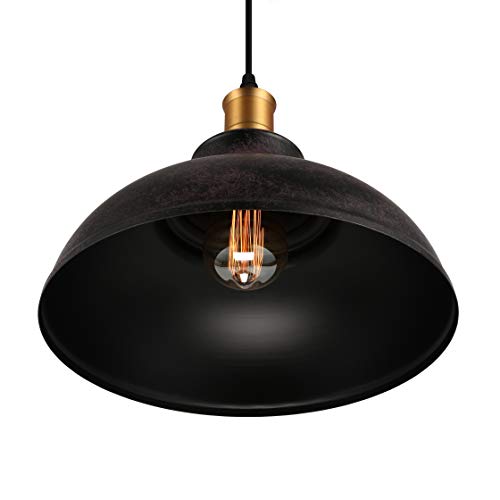 Baycheer Industrial Retro Style Iron 11.8"Wide Antique Rust Loft Metal Fixture Pendant Lights Lamps With 1 Light #TOP5