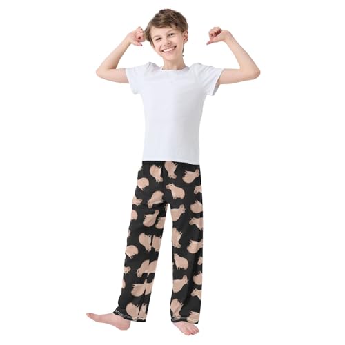 Boys' Pants Capybaras Light Black Long Bottoms Jogger Pants Elastic Waist Trousers with Pockets S-XL2