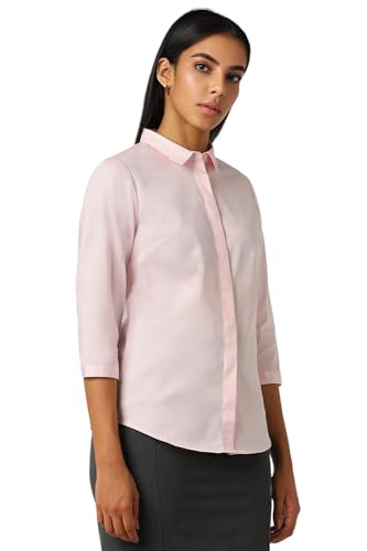 Image of Van Heusen Women's Regular Fit Solid 3 /4 Sleeve Cotton Rich Formal Shirt