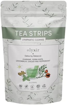 Olyxir x Detox By Rebecca Tea Strips - Guarana, Yerba Mate, Lemonbalm, Ginger & Peppermint Flavor Instant, Organic, Non-GMO | 25 Ct (Lymphatic Cleanse)