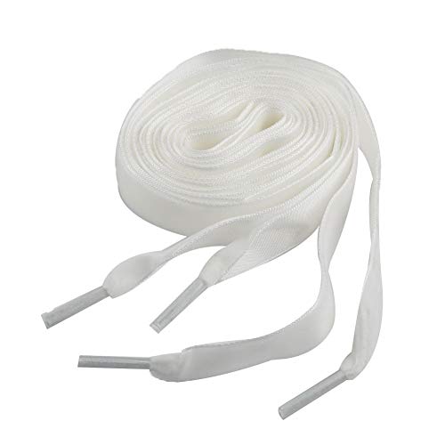 GREENLANS-1 Cordones Planos para Zapatos Deportivos Greenlands (1 par, 1,6 cm x 120 cm) Blanco Blanco