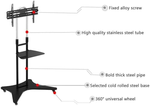Soporte móvil para TV con ruedas y bandeja ajustable en altura miniatura 2