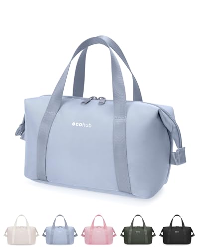 ECOHUB Reise Kulturbeute für Damen, Wasserabweisende Kulturtasche mit Weit Geöffnete, Leichtgewicht Kosmetiktasche, Recycelt Make Up Tasche, Schminktasche für Alltag(Grau)