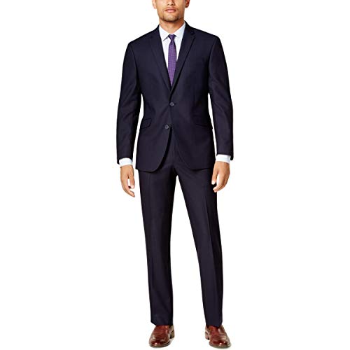 Kenneth Cole Reaction Men's Performance Fabric Slim Fit Suit, Navy, 36R