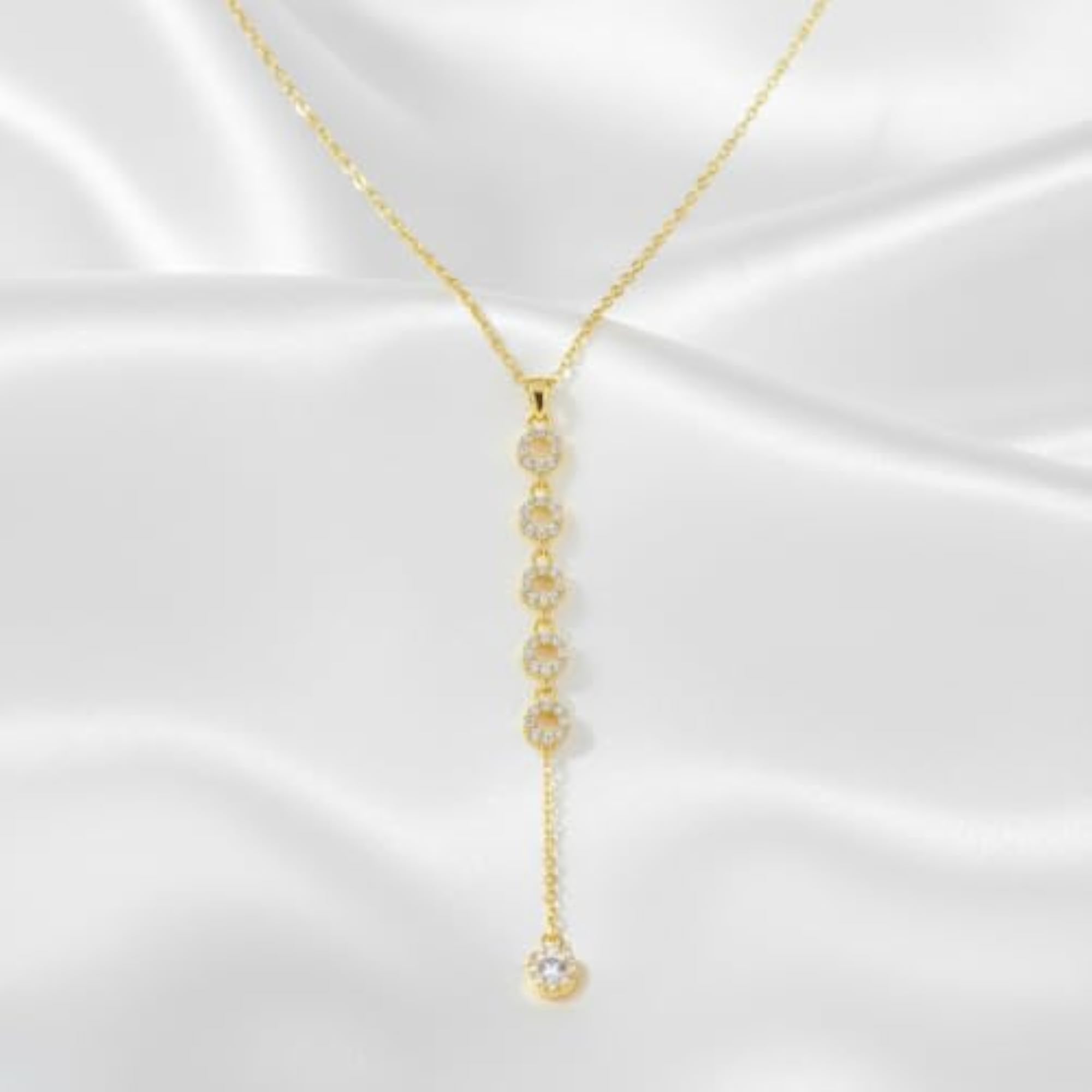 Gold Circular Drop Charm Pendant Necklace for Women