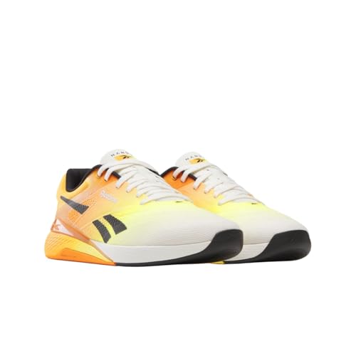 Reebok Unisex Nano X5 Sneaker, Chalk/Black/Electric Amber, 11.5 Women/ 10 Men