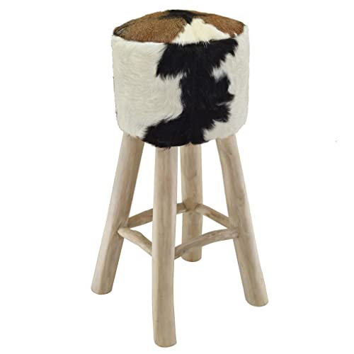 Vidaxl Bar Stool Real Leather And Solid Teak Wood #TOP9