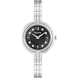 Bulova RhapsodyQuartz Ladies Watch, Stainless Steel Diamond , Silver-Tone (Model: 96P215)
