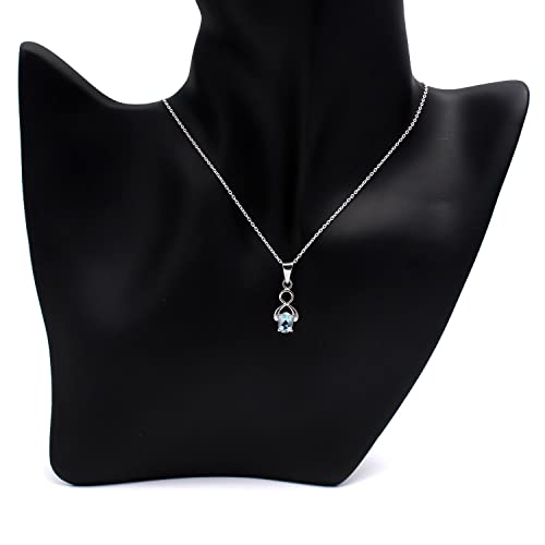 Natural Sky Blue Topaz Gemstone Faceted Oval Dainty Pendant Necklace, Zodiac, Birthstone, Healing Crystals Women Jewelry in 925 Sterling Silver Chain 18 inch3