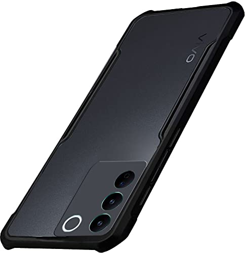 Image of A rtistque Clear Hard Transparent Acrylic Armor Anti-Drop Shockproof TPU Edge Back Cover Case for Vivo V27 Pro - Black