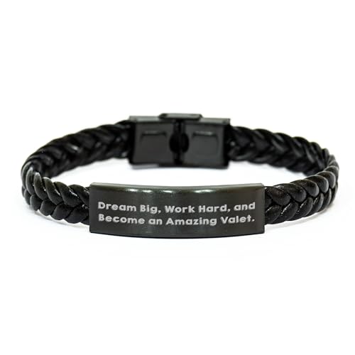 Dream Big, Work Hard, Become an Amazing Valet - Interlaced Leather Bracelet, Gifts from Men to Valet, Christmas Unique Gifts