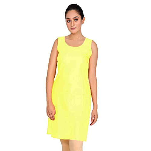 Image of Women's Cotton Long Camisole for Kurti /Suit Slip /Long Inner /Samij for Women Sameej /Knee Length Inner Wear /Sameez /Kurti Slip /Round Neck /Invisible