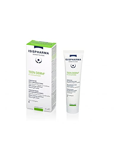 ISISPHARMA TEEN DERM - Crema Concentrada K - Tratamiento de Noche Concentrado Anti-Imperfecciones 30 ml - Nueva fórmula sin perfume - Piel mixta a grasa con tendencia acneica - Fabricado en Francia