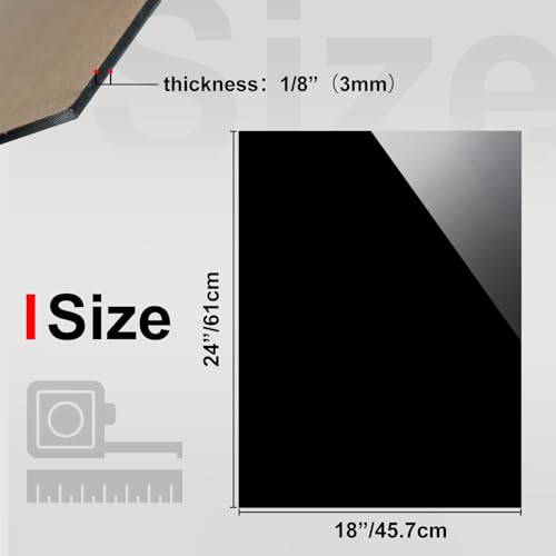Image of KINLINK 18x24 Plexiglass Sheets 1 /8 inch Thick - 3mm Black Cast Acrylic Sheet, Plastic Board Polycarbonate Sheet for DIY Project, Craft, Table Top, Acrylic Sign and Wedding Invitation 1 Pack
