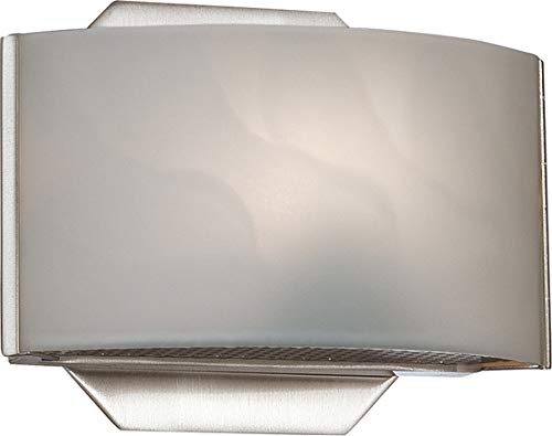 Eurofase SC-1DAK-2N Dakota White Marble Glass Wall Sconce, Damp Rated, 1-Light 120 Watt, 5"H x 6"W, Satin Nickel