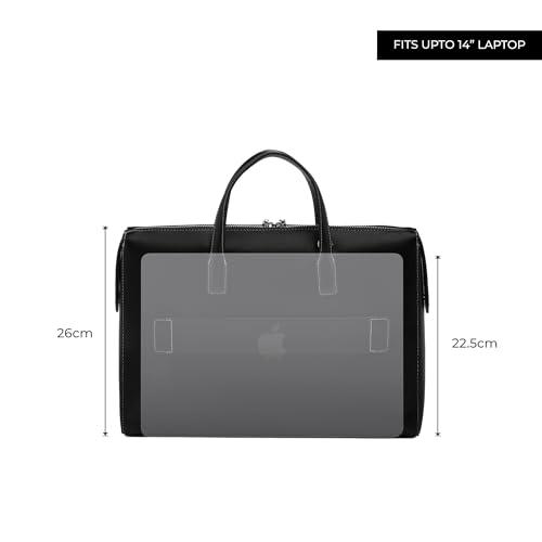 Image of Miraggio Shalom Laptop Bag | 14 inch Padded Laptop Sleeve With Adjustable & Detahcable Strap | Unisex Laptop Bags For Office | Laptop Cover Bag