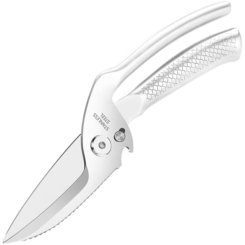 SLEMOON Heavy Duty Poultry Shears for Food, 3CR14 All-steel Forged Multi-function Detachable Kitchen Shears for Spatchcock Turkey,Chicken,Salad,Dishwasher Safe Anti-Slip Kitchen Gadgets