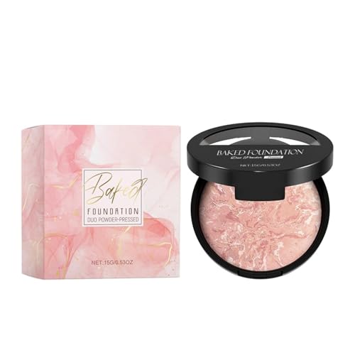 Gebackene Konturpalette, Aufhellende Farbkorrigierende Puder-Foundation, korrigierende Grundierung und Verblendbar, Langanhaltendes 24h-Makeup mit Ölkontrolle und Natürlichem Schimmer (#02, 9g)
