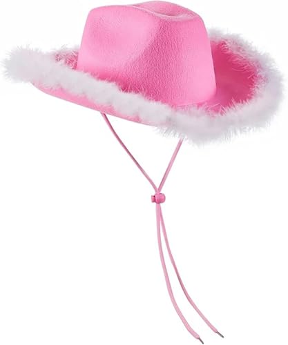 OZYILIAN Cowboy/Cowgirl Hut Federboa für Frauen Unisex Cowgirl Hut für Party Kostüm Dress Up All Ages(#2K One Size)
