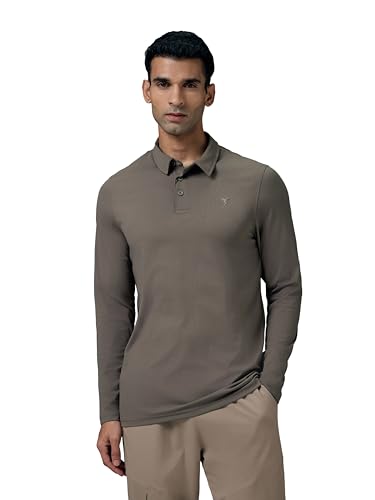 Image of TECHNOSPORT Mens Slim Fit Solid Full Sleeve Cotflex Polo T-Shirt for Regular and Casual Uses