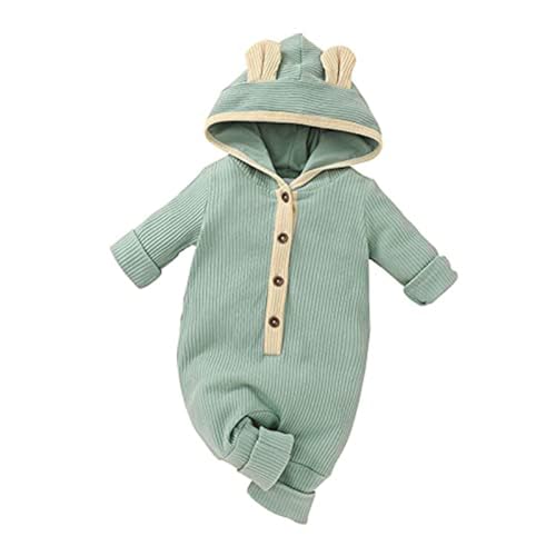 Image of Thorn Tree Newborn Baby Girl Boy Hooded Romper Unisex Baby Knitted Jumpsuit Infant Kids Solid Outfits Baby Girl Boy Jumpsuit