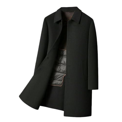 Manteau en laine homme mi-long avec doublure duvet amovible veste coupe-vent