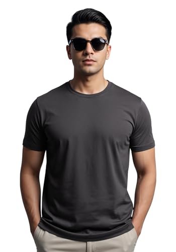 Image of ADRO Men's Cotton Solid Regular Fit T-Shirt