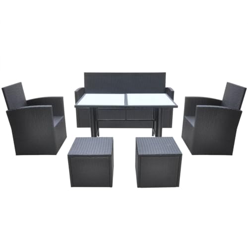 vidaXL Juego de Comedor de Jardín Ratán Sintético Negro Muebles Patio Exterior - imagen 4